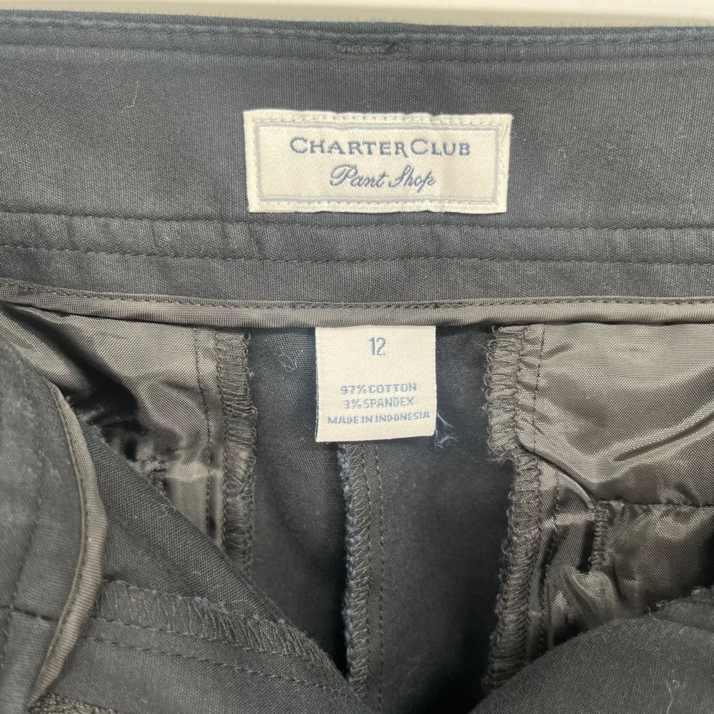 Charter Club Bermuda Shorts Women 12 Black Cotton Stretch Casual Classic Preppy - Picture 5 of 7